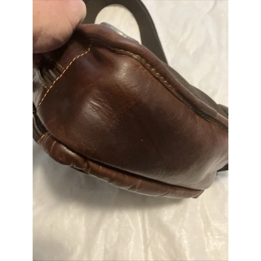Jack Georges Brown Leather Backpack Zip Closure Adjustable Strap Lined Pockets